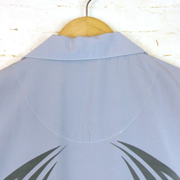 VTG Dragonfly Shirt Men M Gray Black Tribal Flame Button Loop Collar Grunge Bike - Picture 10 of 13